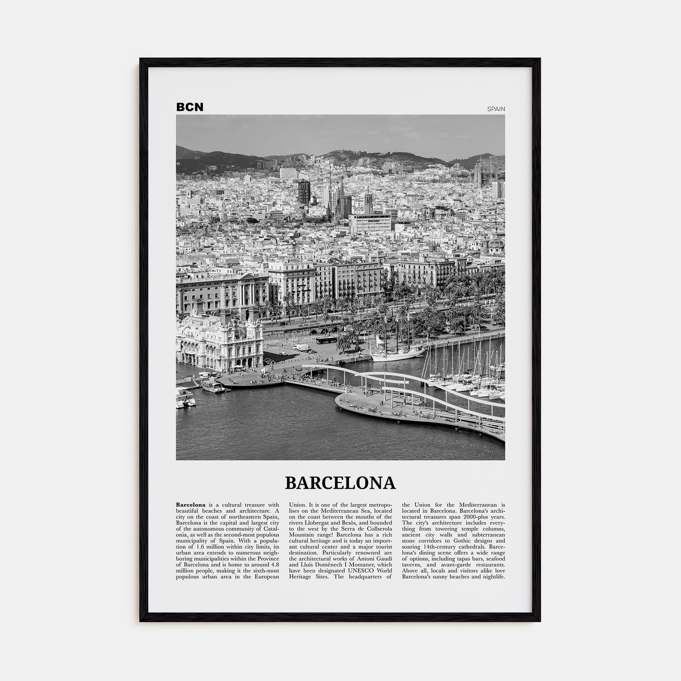 Barcelona Travel B&W No 3 Poster