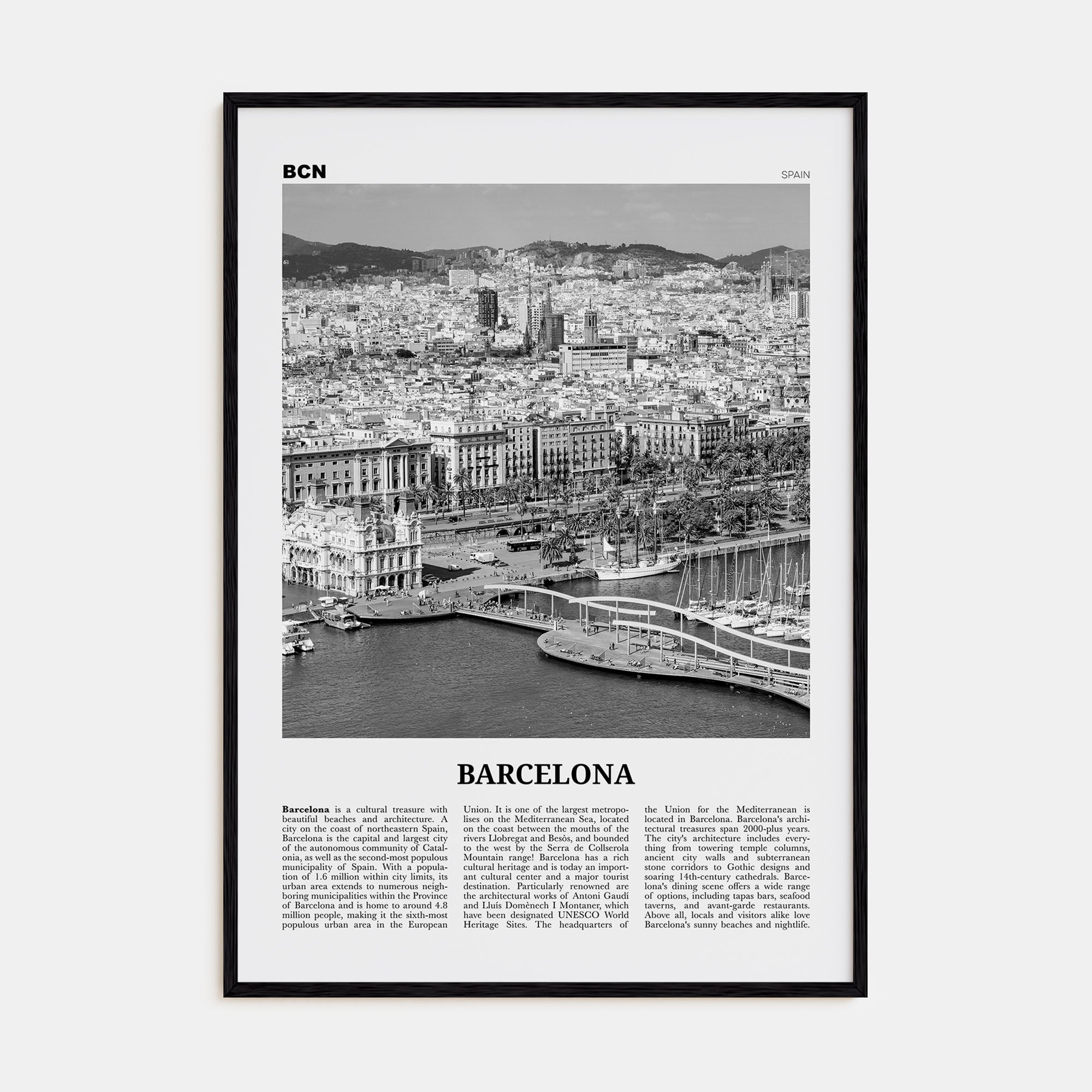 Barcelona Travel B&W No 3 Poster