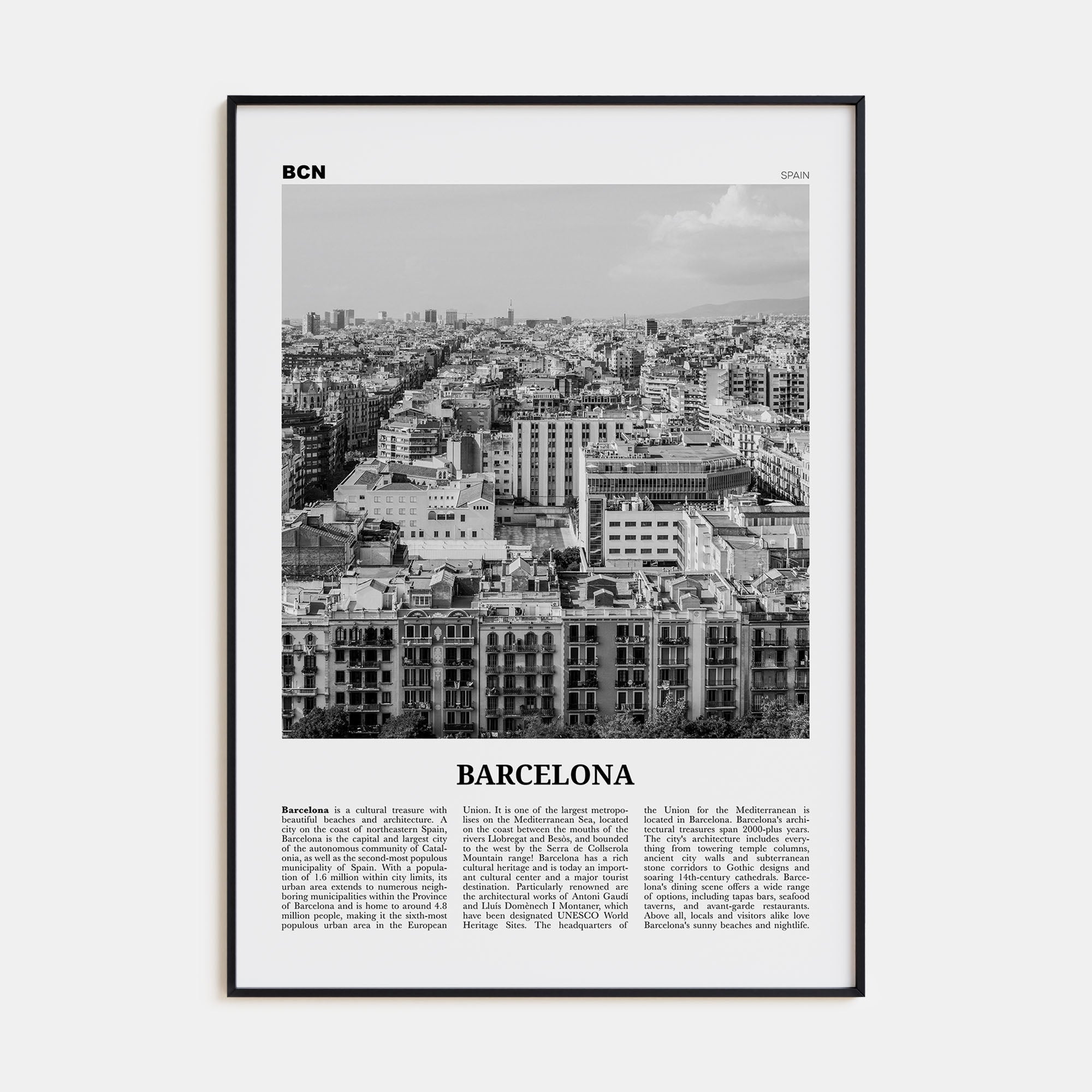 Barcelona Travel B&W No 4 Poster