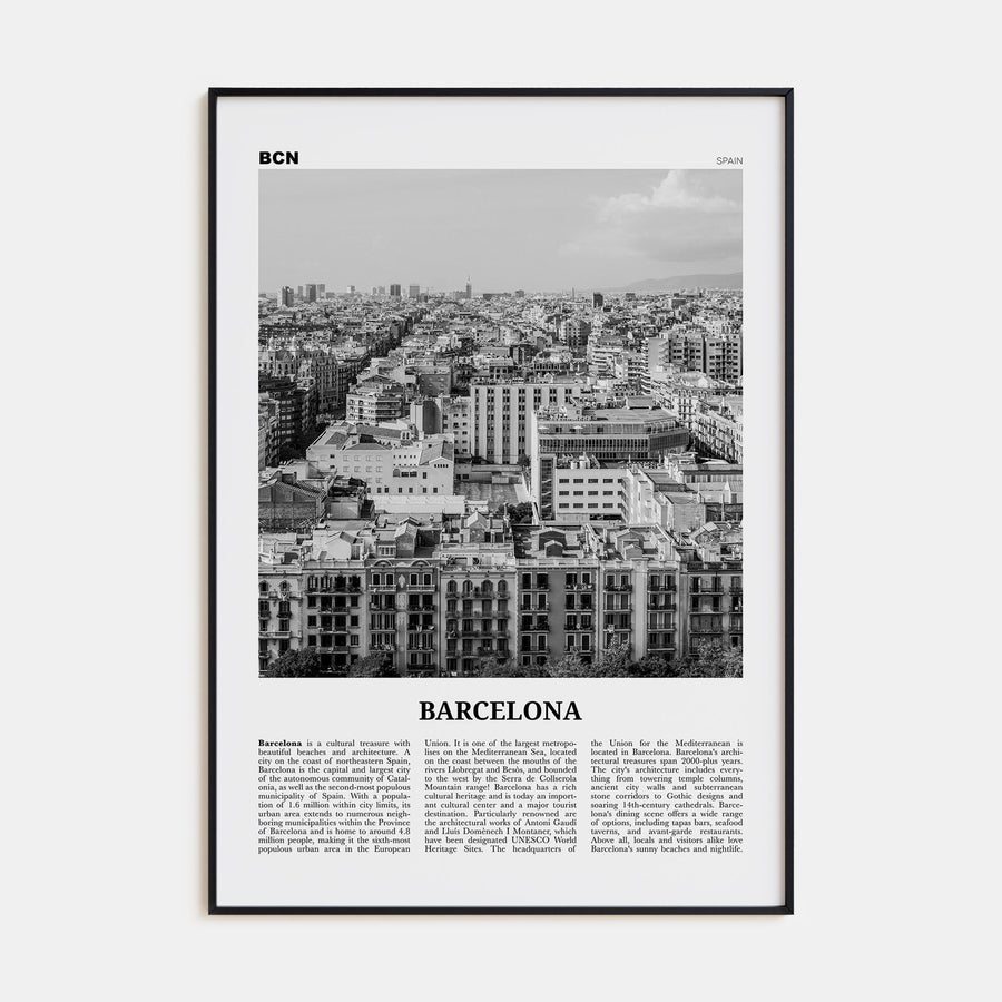 Barcelona Travel B&W No 4 Poster