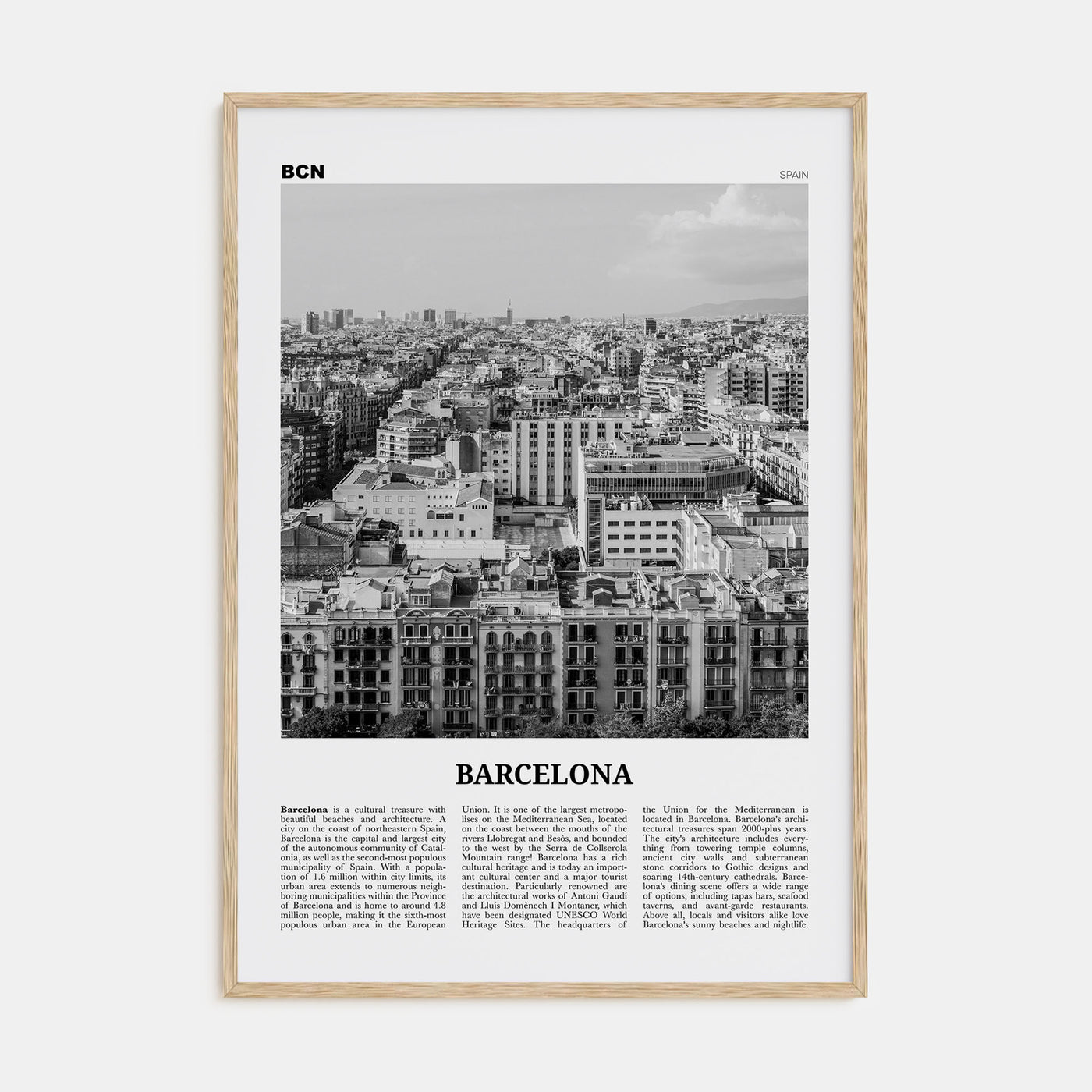 Barcelona Travel B&W No 4 Poster