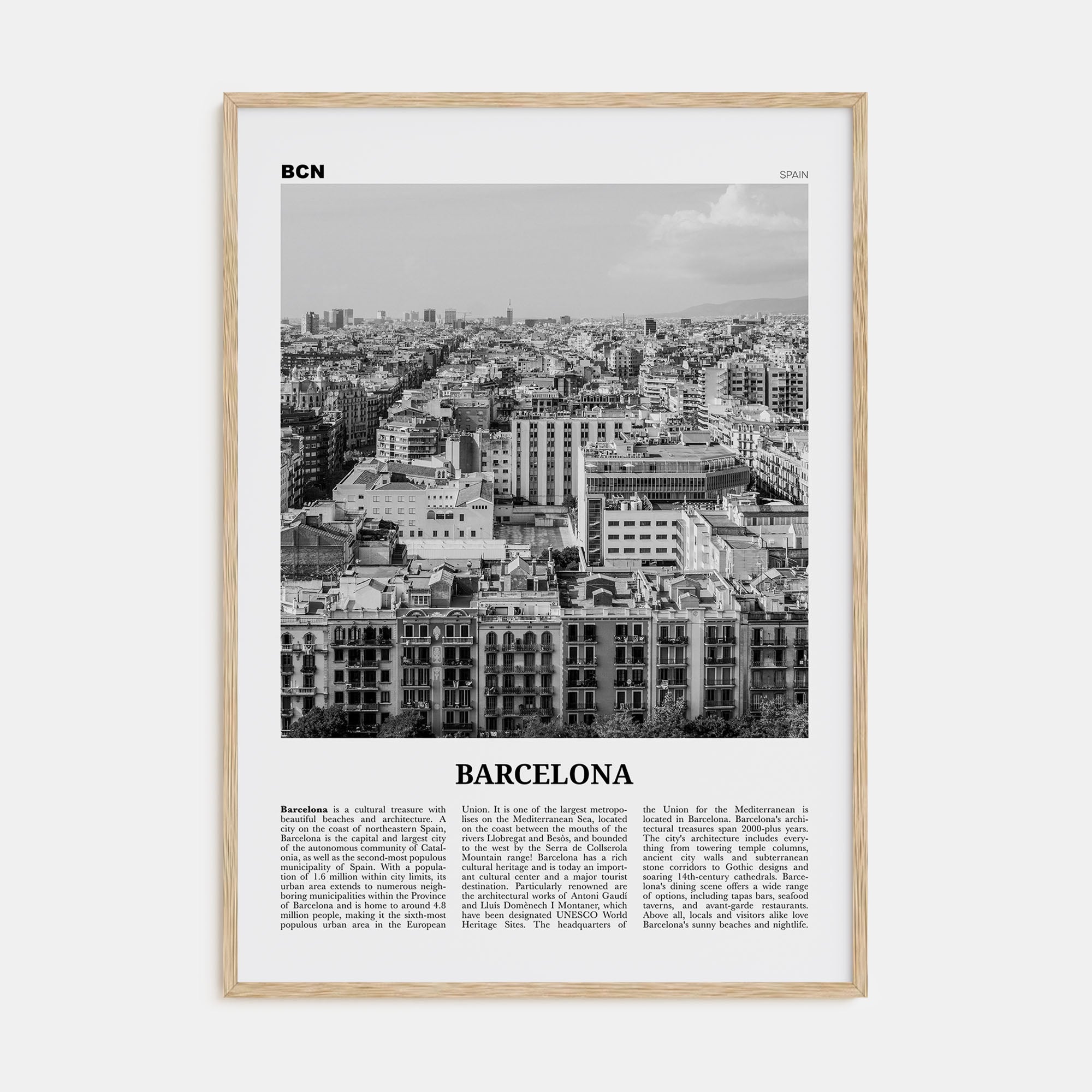 Barcelona Travel B&W No 4 Poster