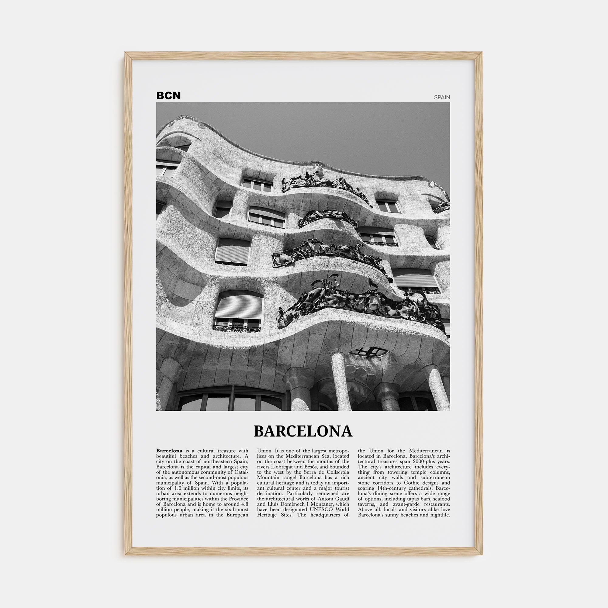 Barcelona Travel B&W No 5 Poster