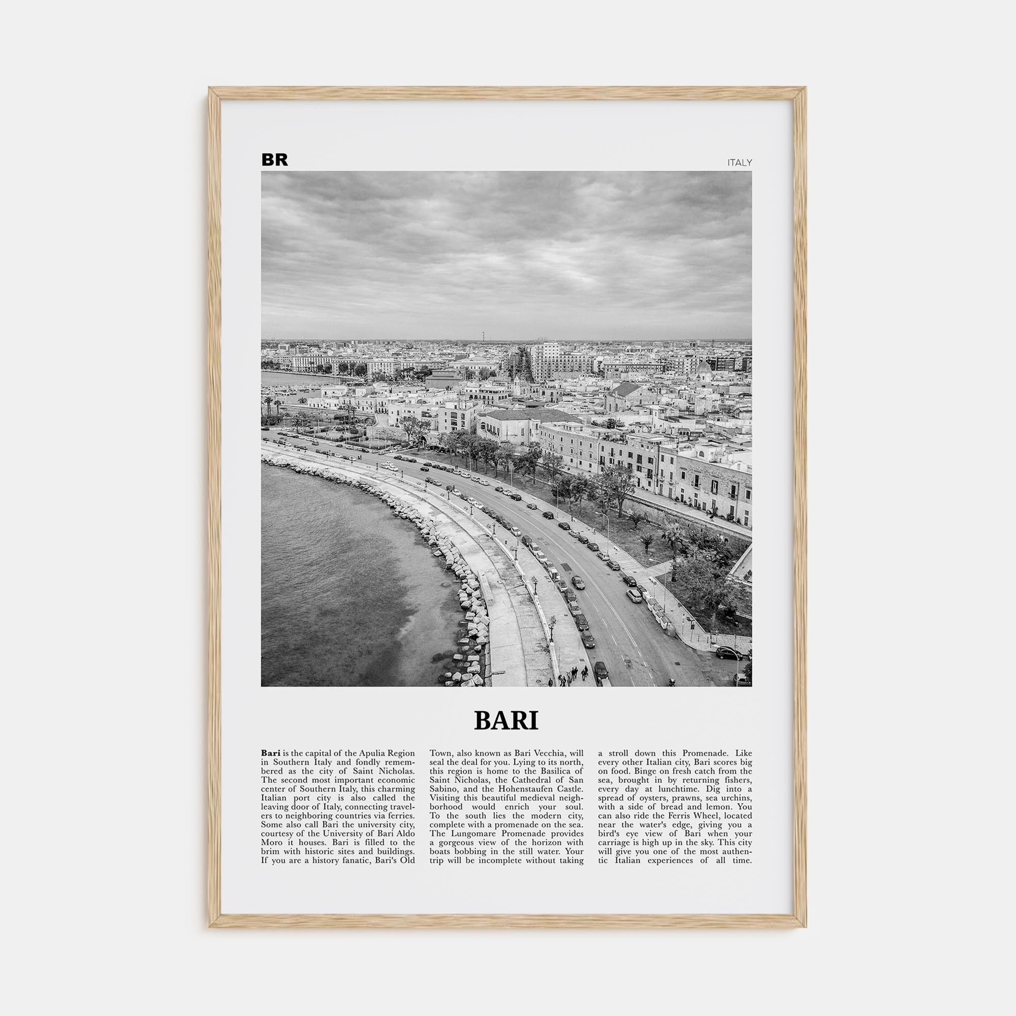 Bari Travel B&W Poster