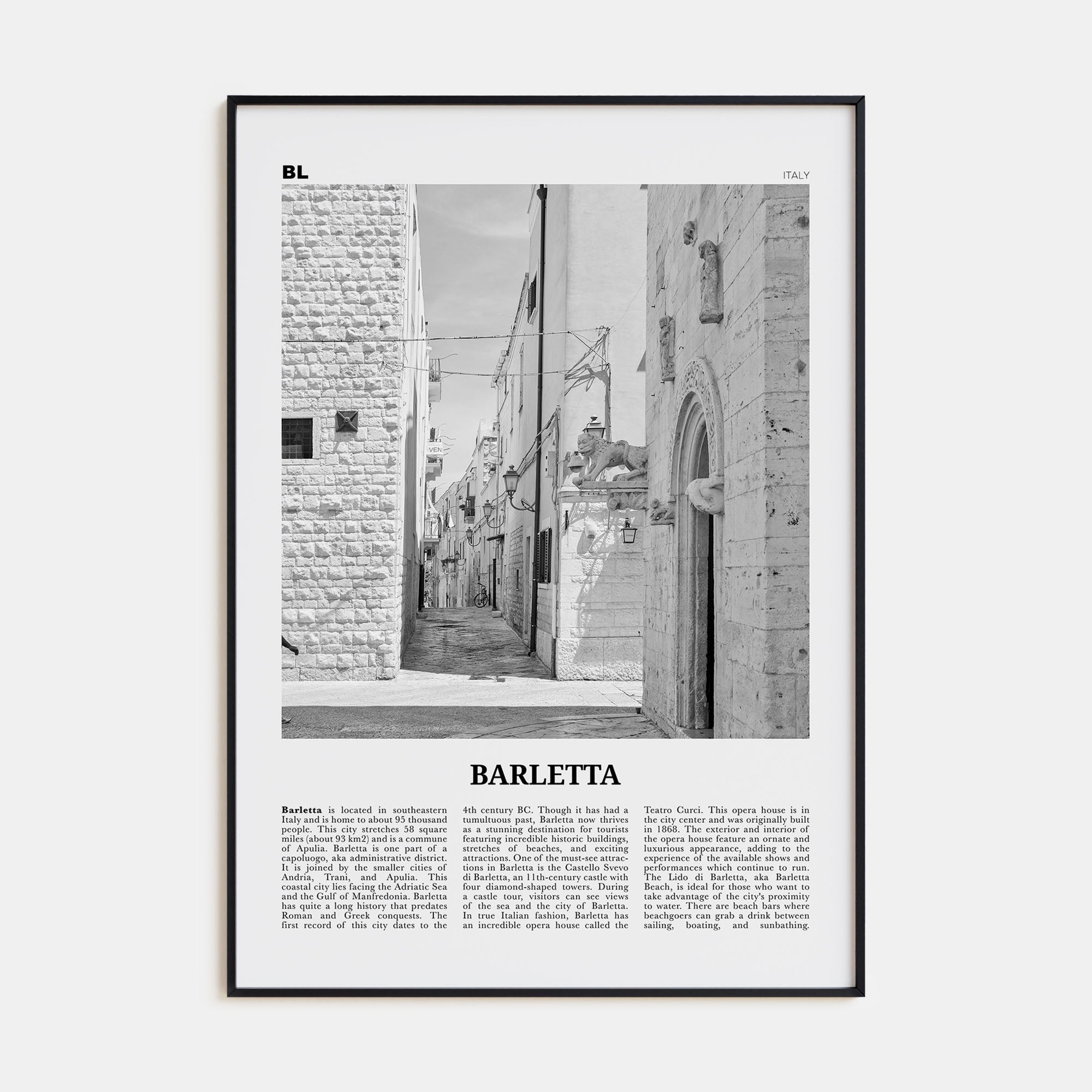 Barletta Travel B&W Poster