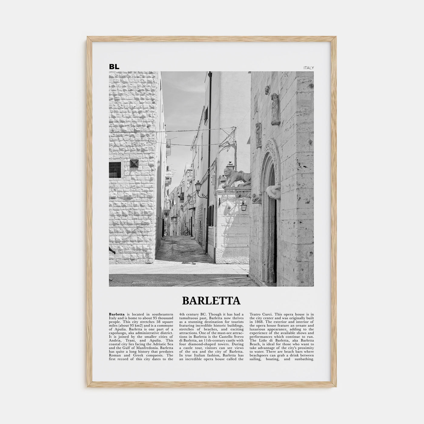 Barletta Travel B&W Poster