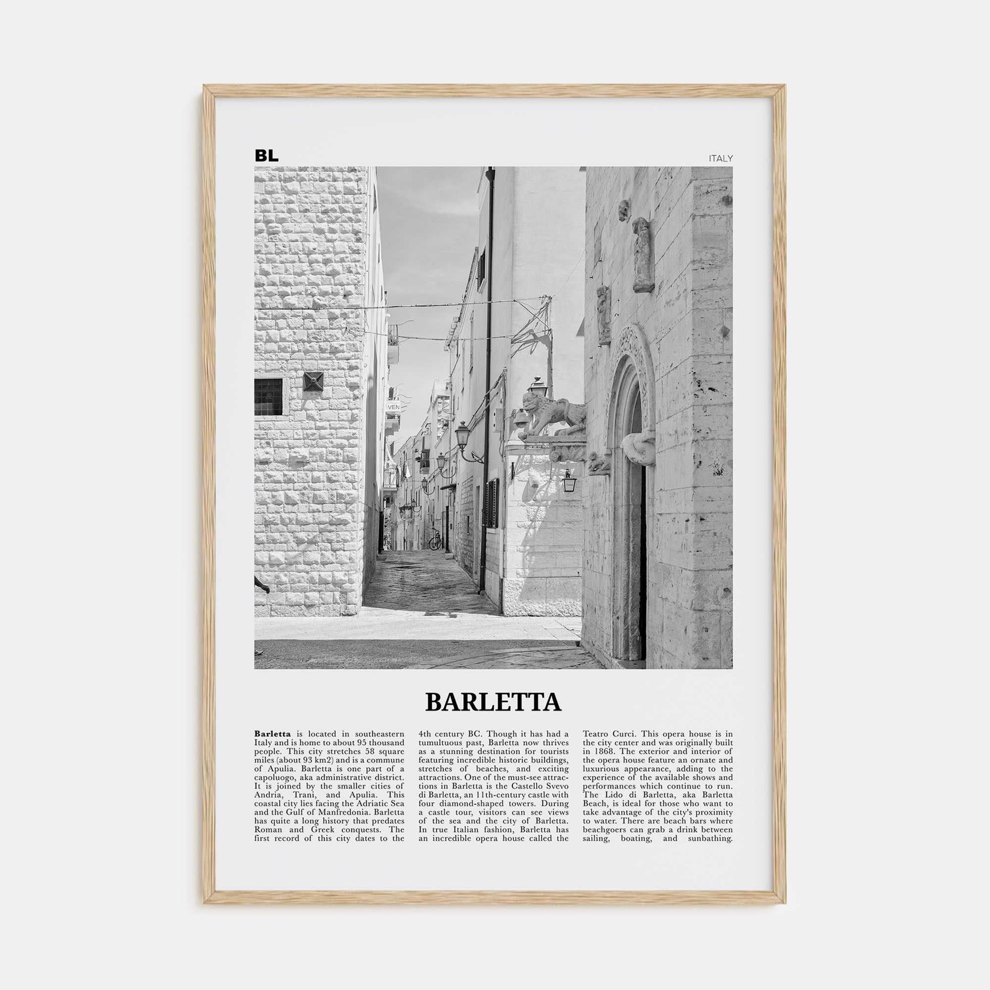 Barletta Travel B&W Poster