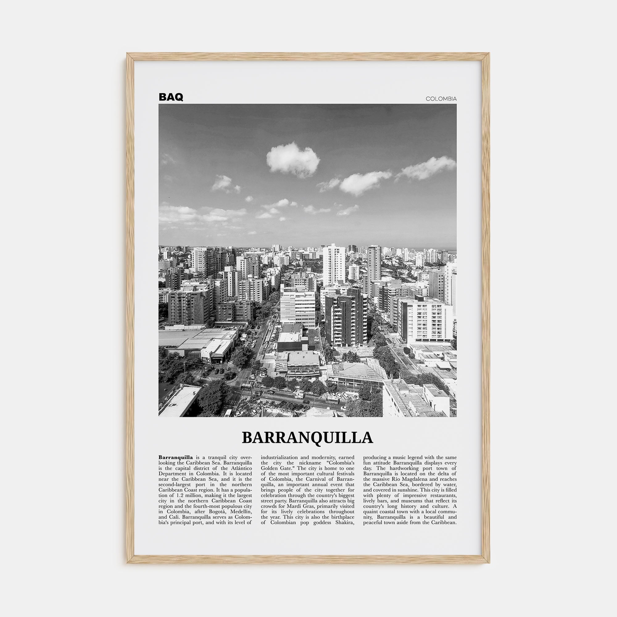 Barranquilla Travel B&W Poster