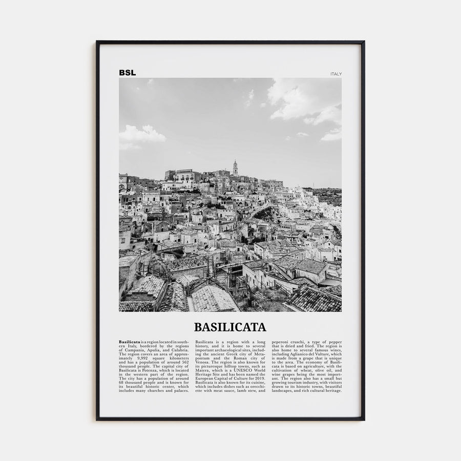 Basilicata Travel B&W Poster