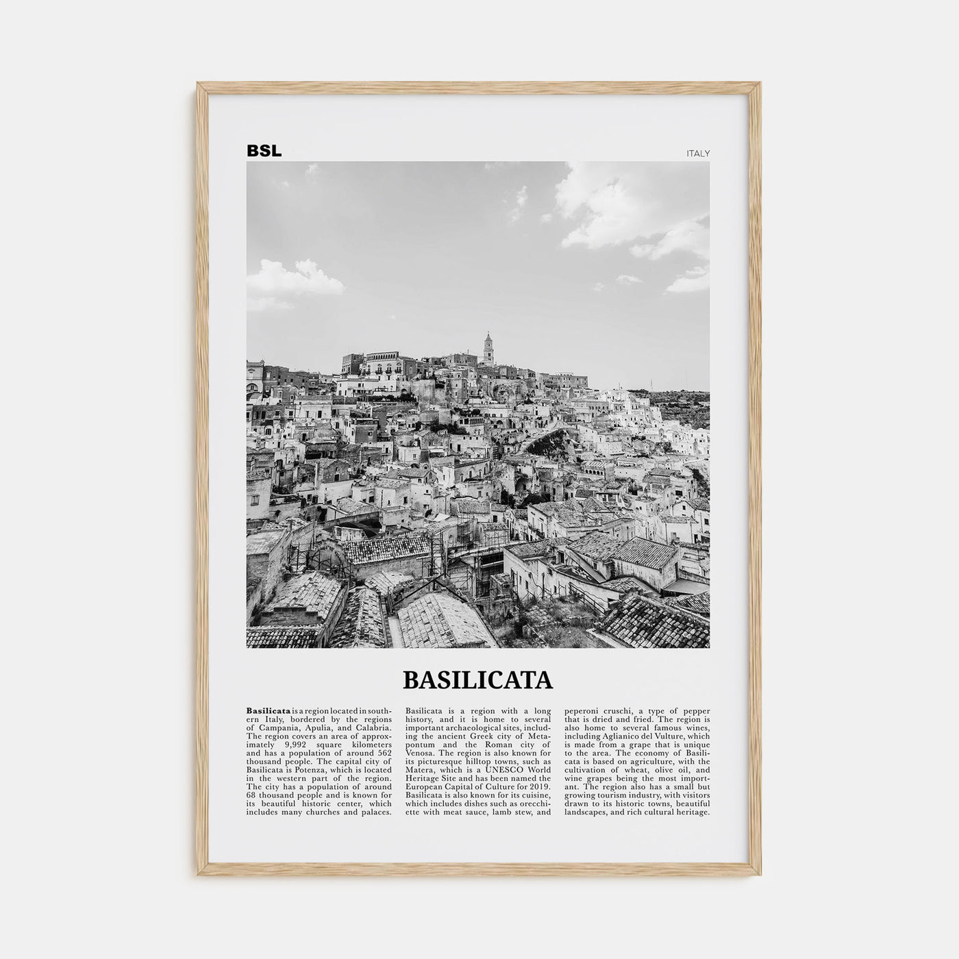 Basilicata Travel B&W Poster
