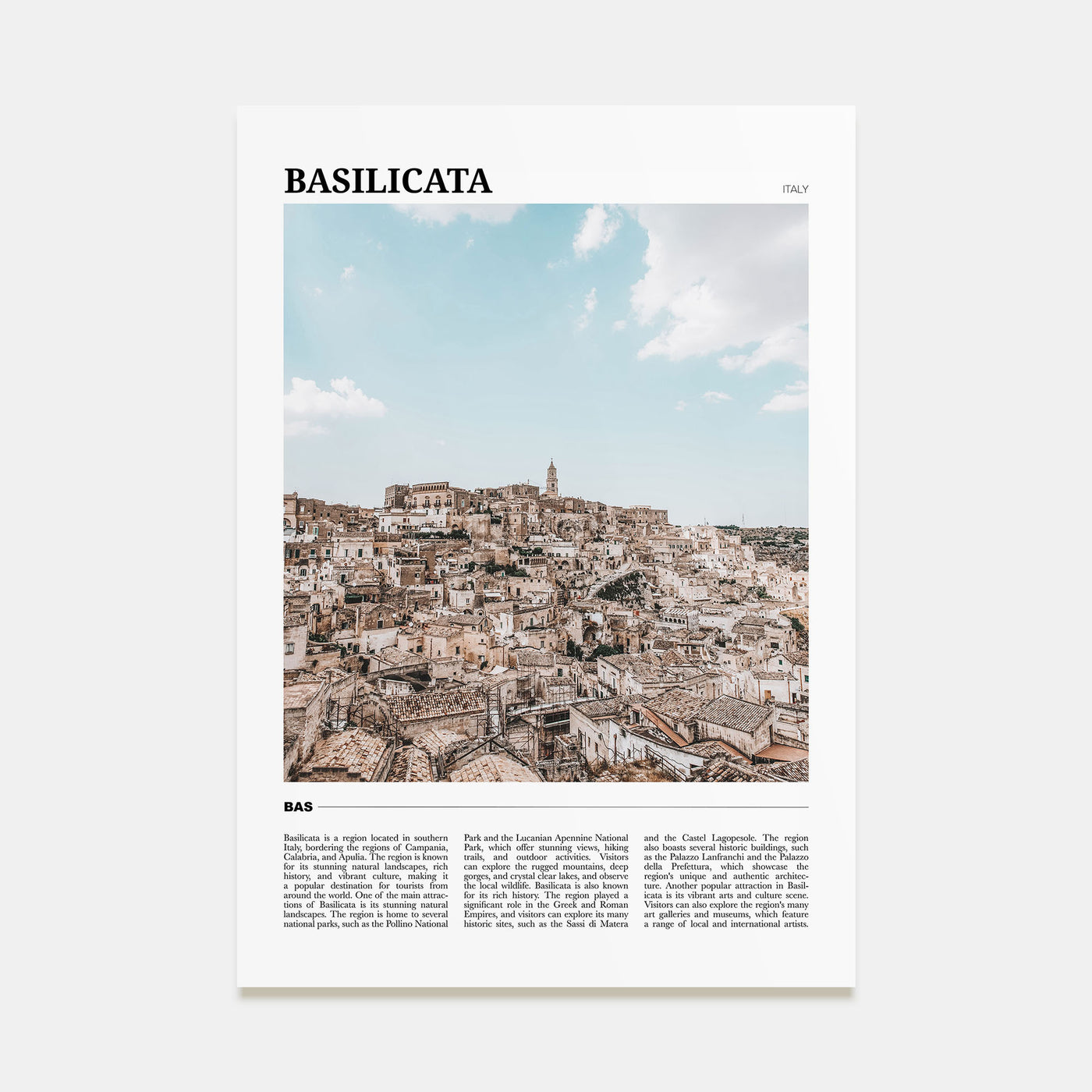 Basilicata Travel Color Poster