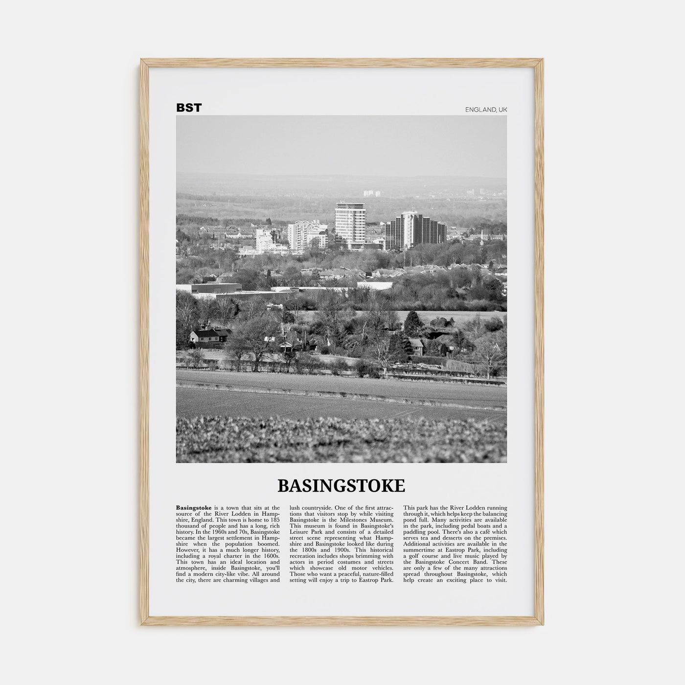 Basingstoke Travel B&W Poster