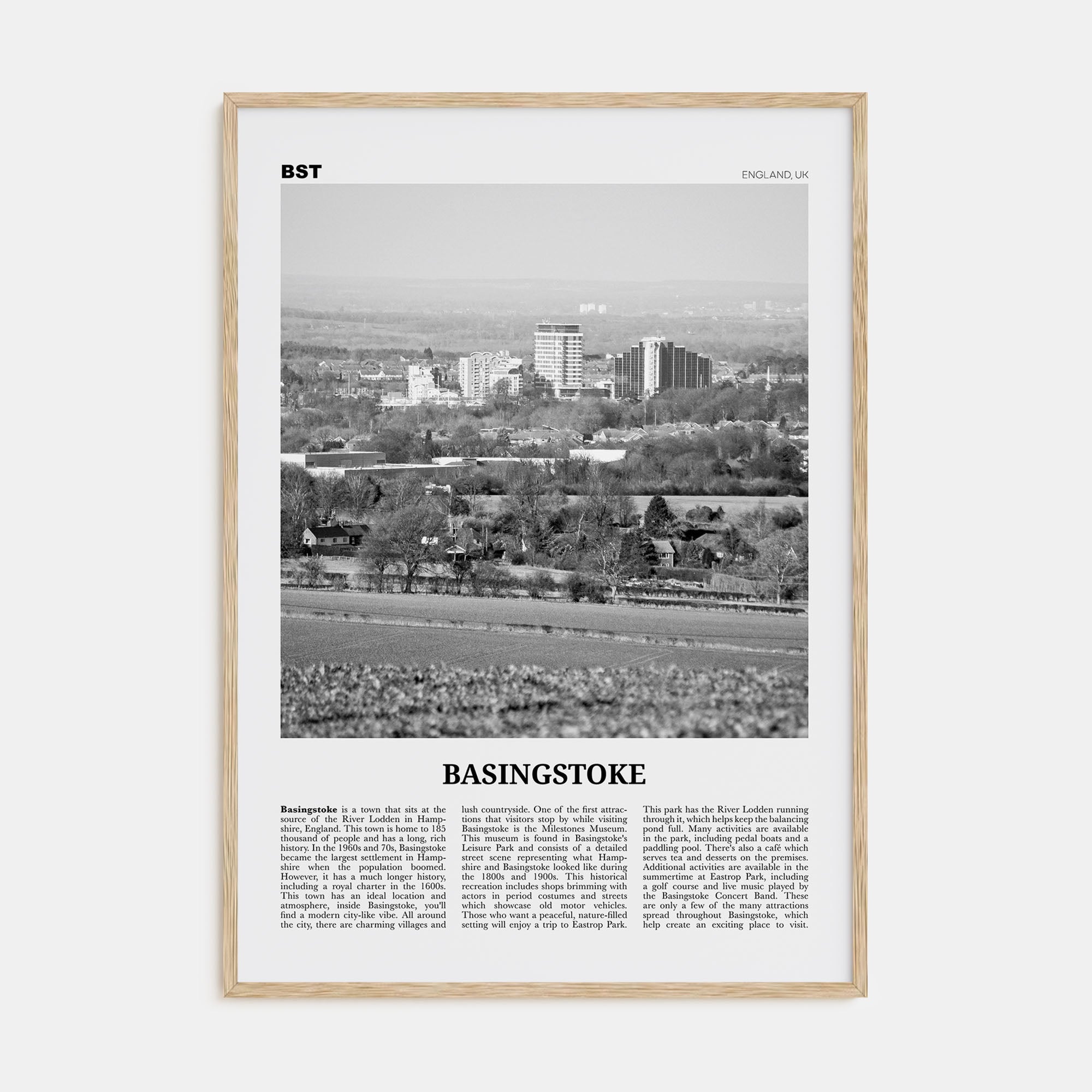 Basingstoke Travel B&W Poster