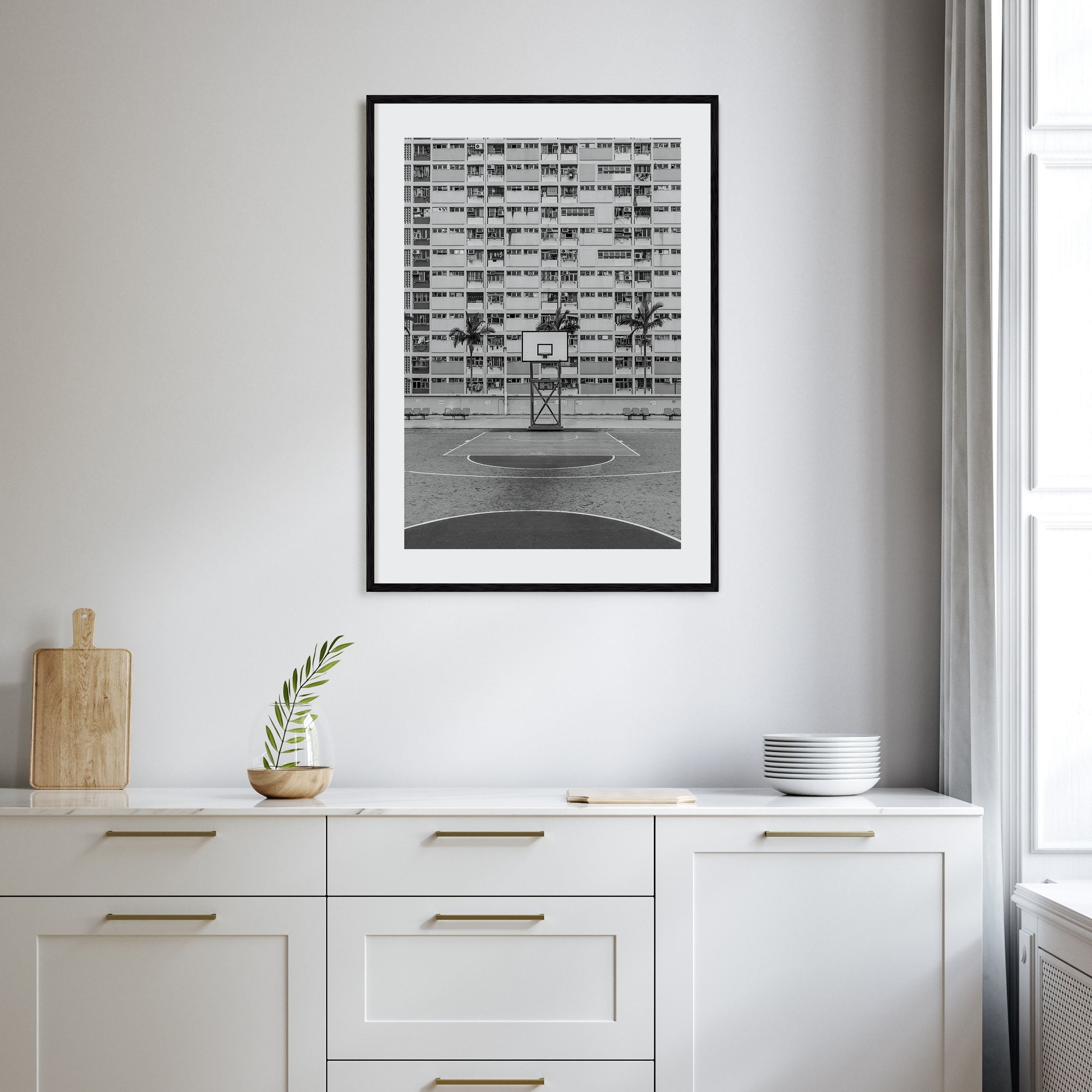 Basketball Court Photo B&W No 1 Poster