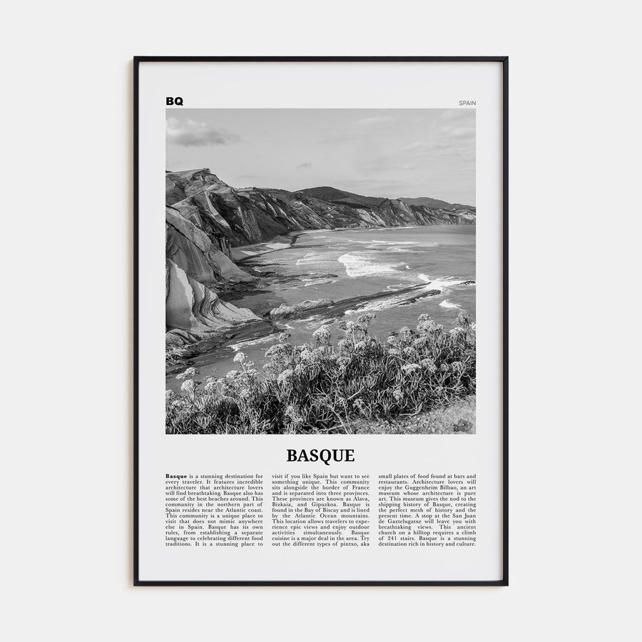 Basque Country Travel B&W Poster