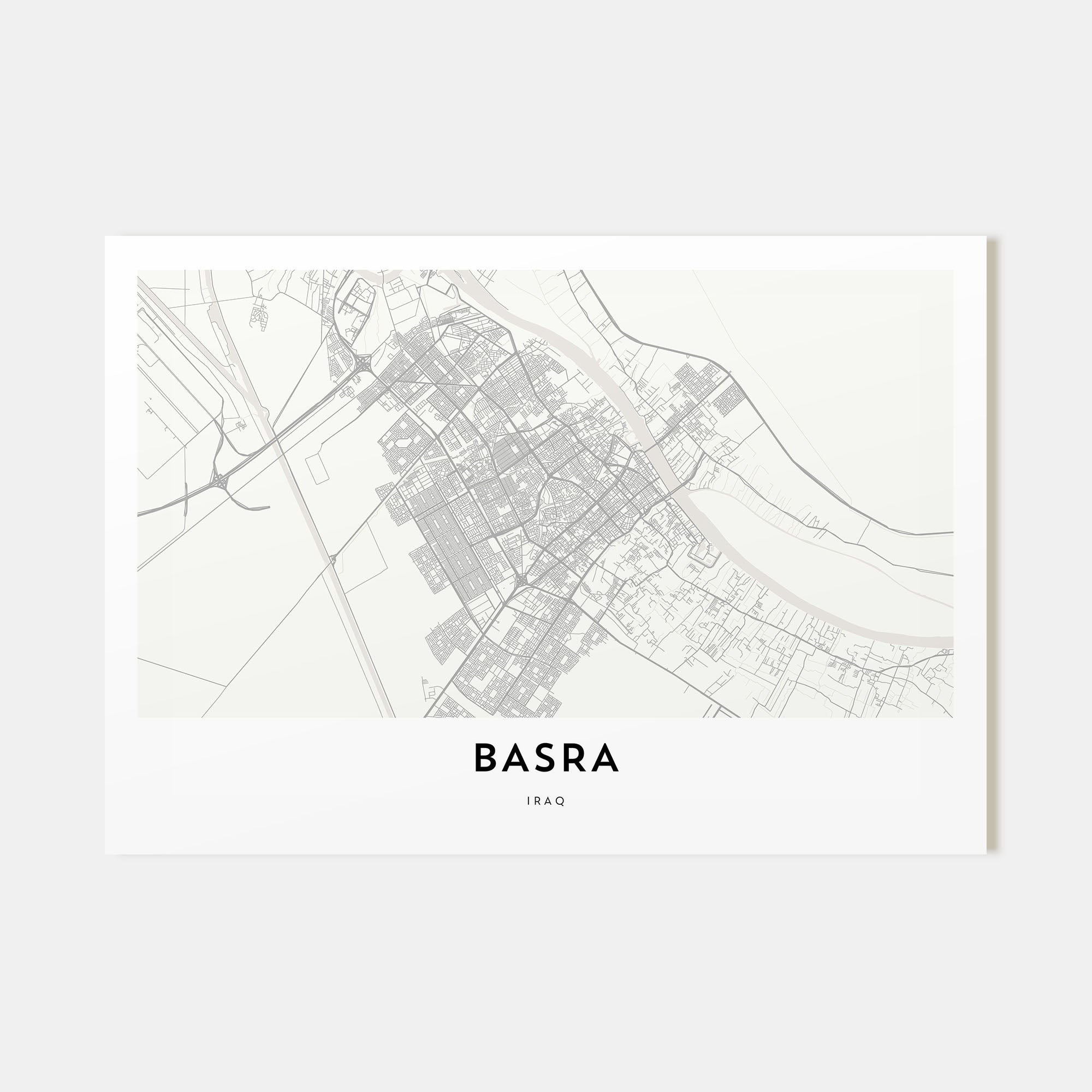 Basra Map Landscape Poster