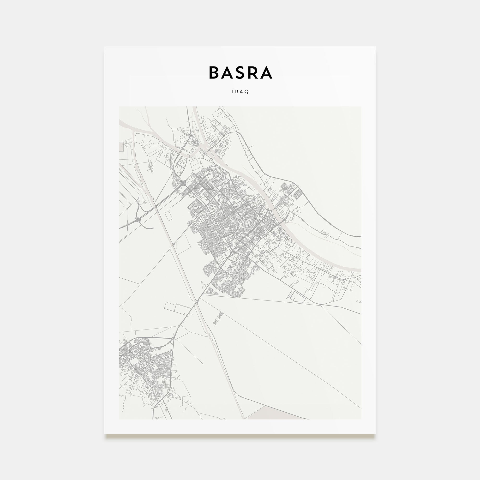 Basra Map Portrait Poster