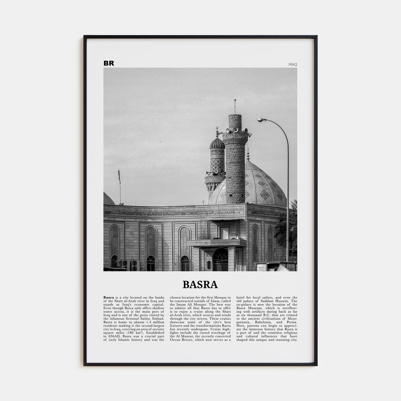 Basra Travel B&W Poster