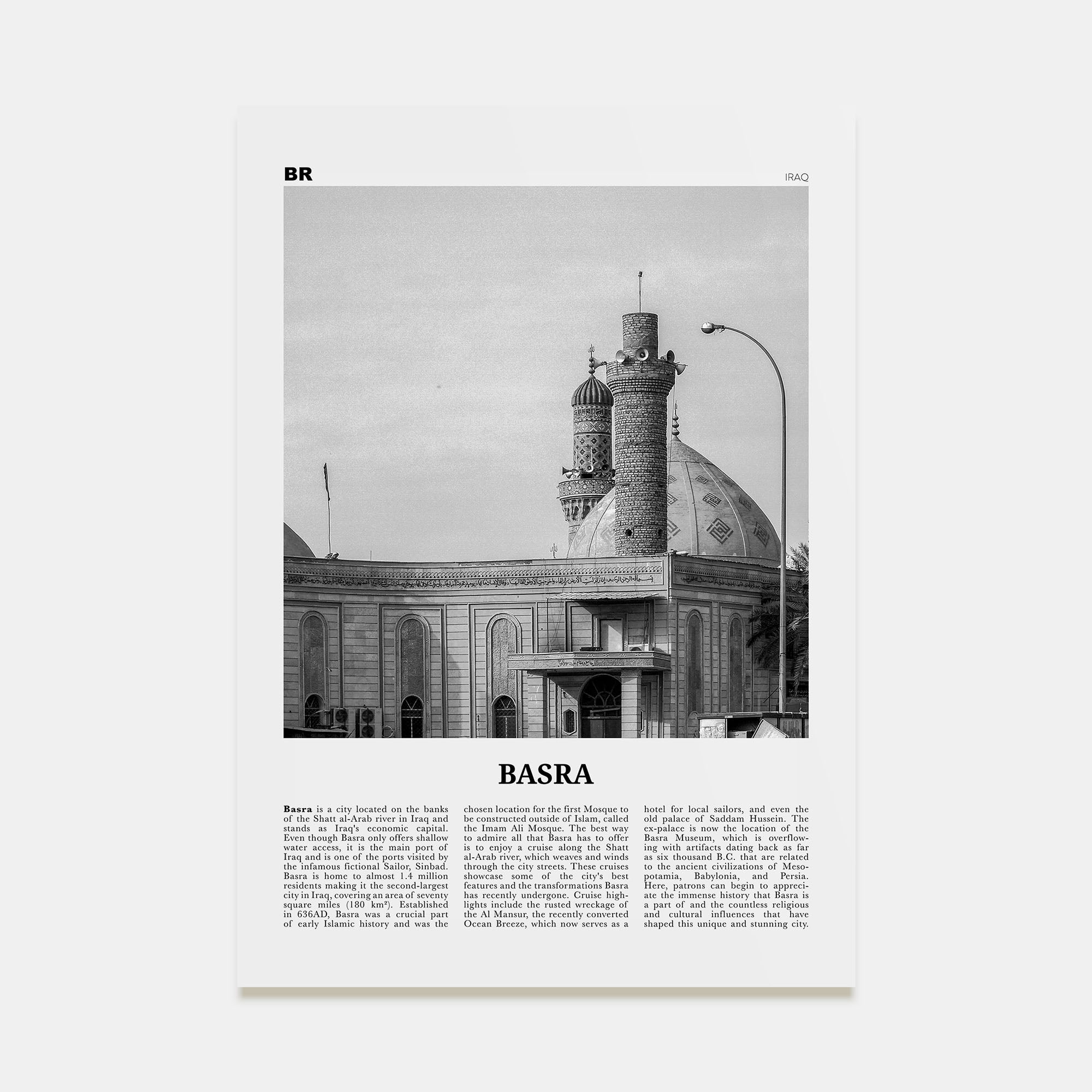 Basra Travel B&W Poster