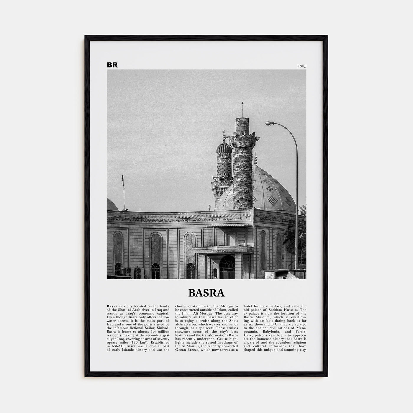Basra Travel B&W Poster