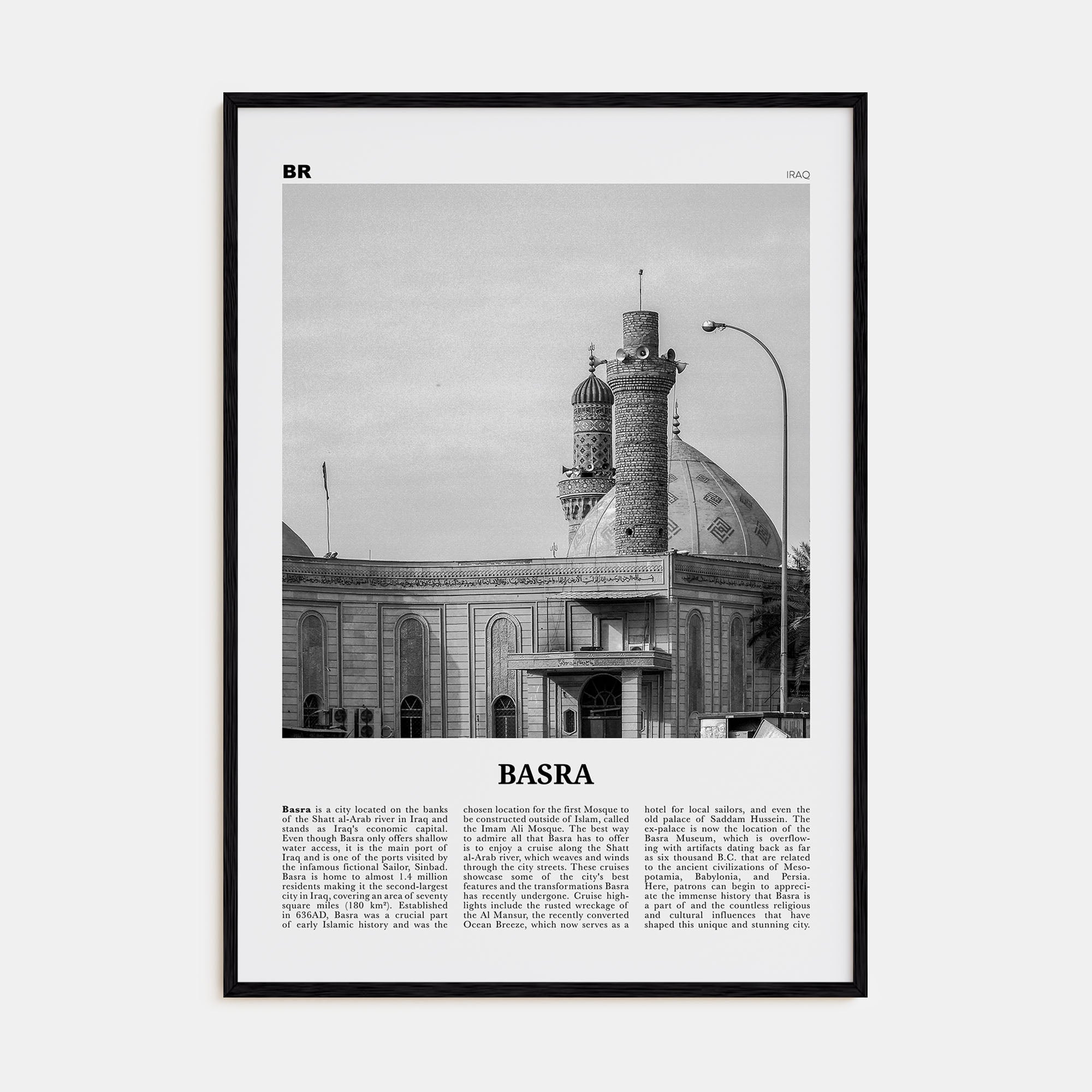 Basra Travel B&W Poster