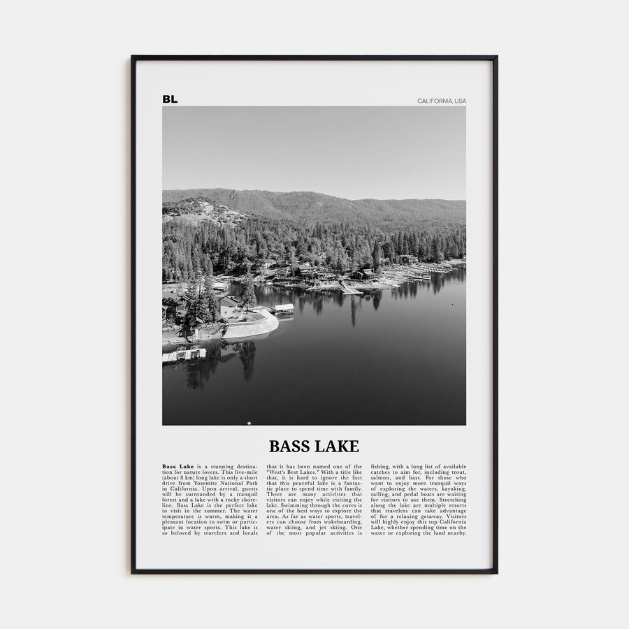 Bass Lake Travel B&W Poster