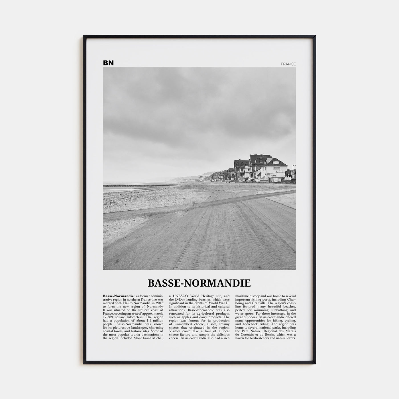 Basse-Normandie Travel B&W Poster