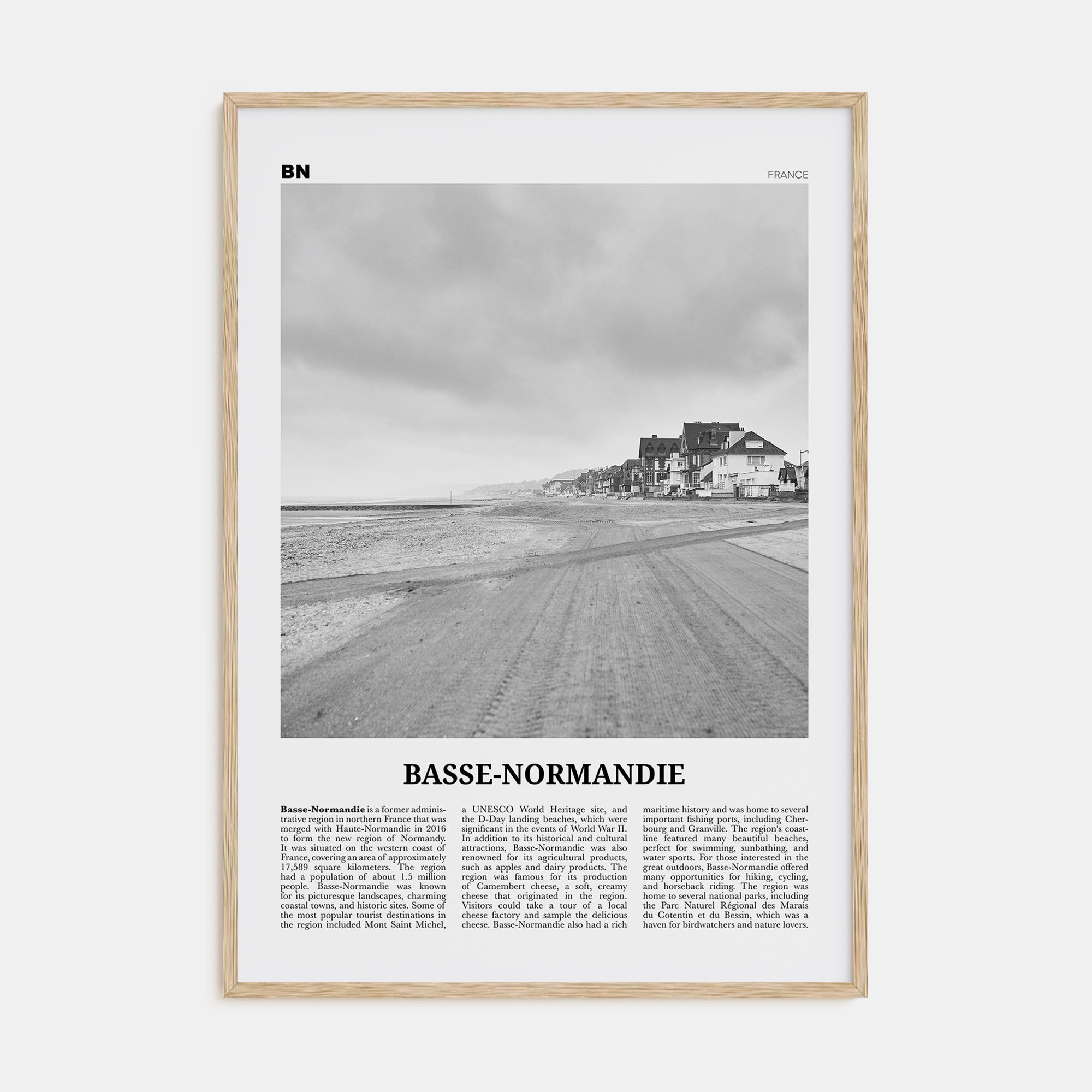 Basse-Normandie Travel B&W Poster