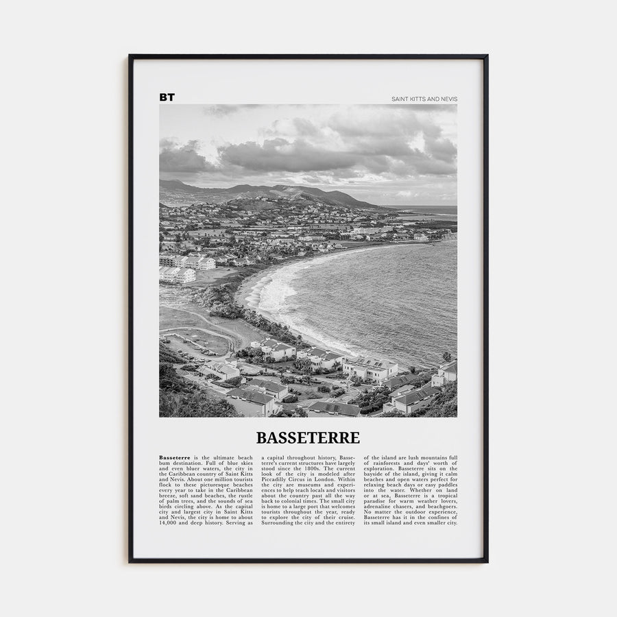Basseterre Travel B&W Poster