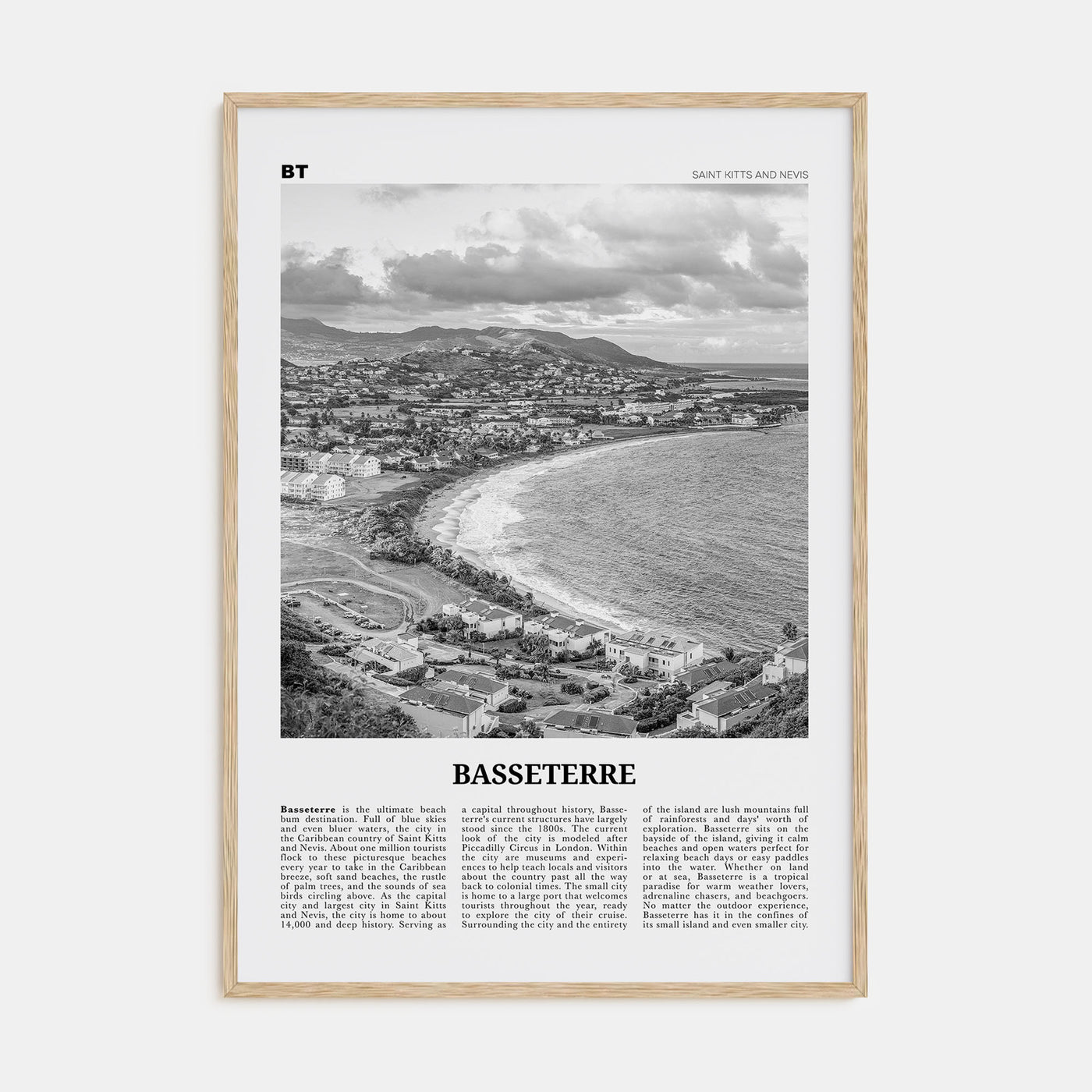 Basseterre Travel B&W Poster