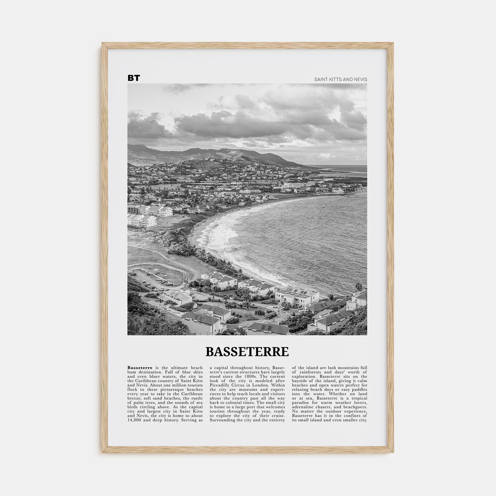 Basseterre Travel B&W Poster