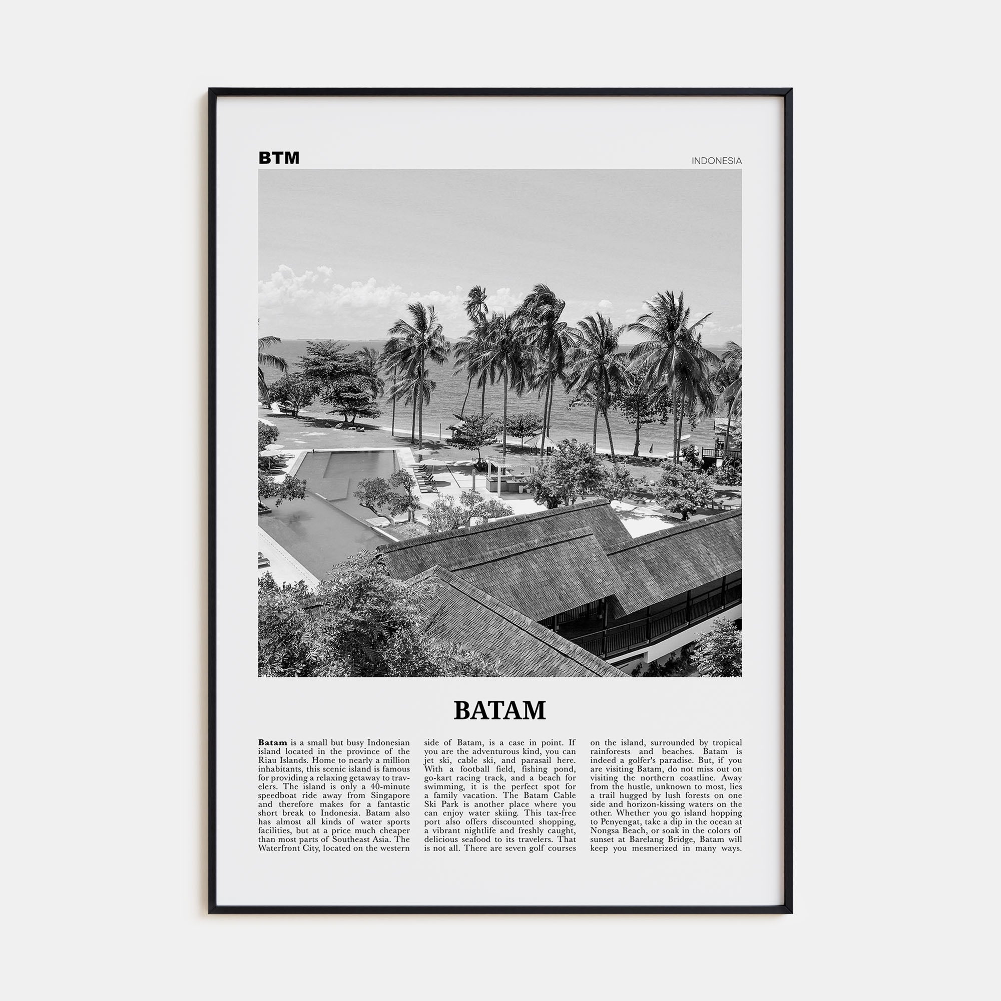 Batam Travel B&W Poster