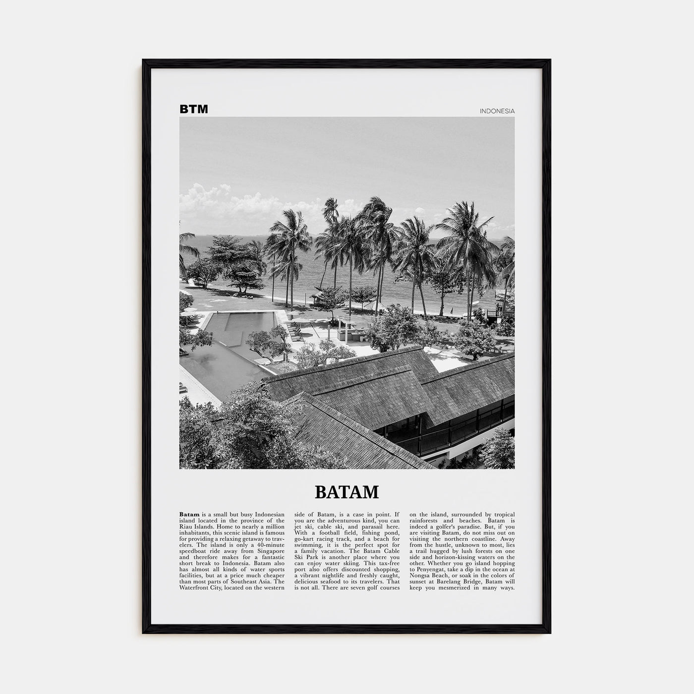 Batam Travel B&W Poster
