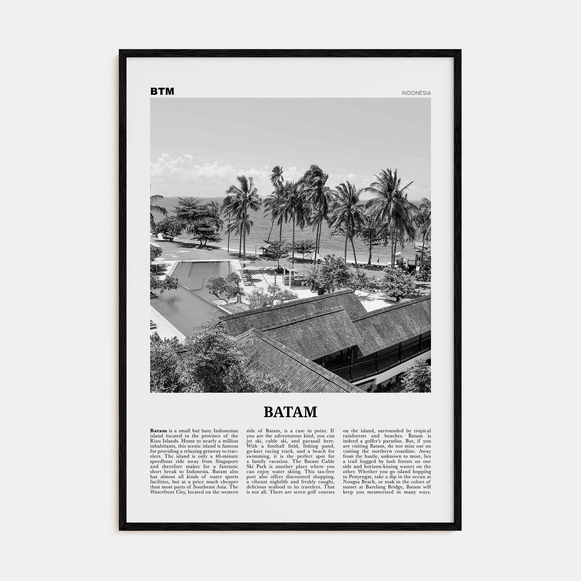 Batam Travel B&W Poster
