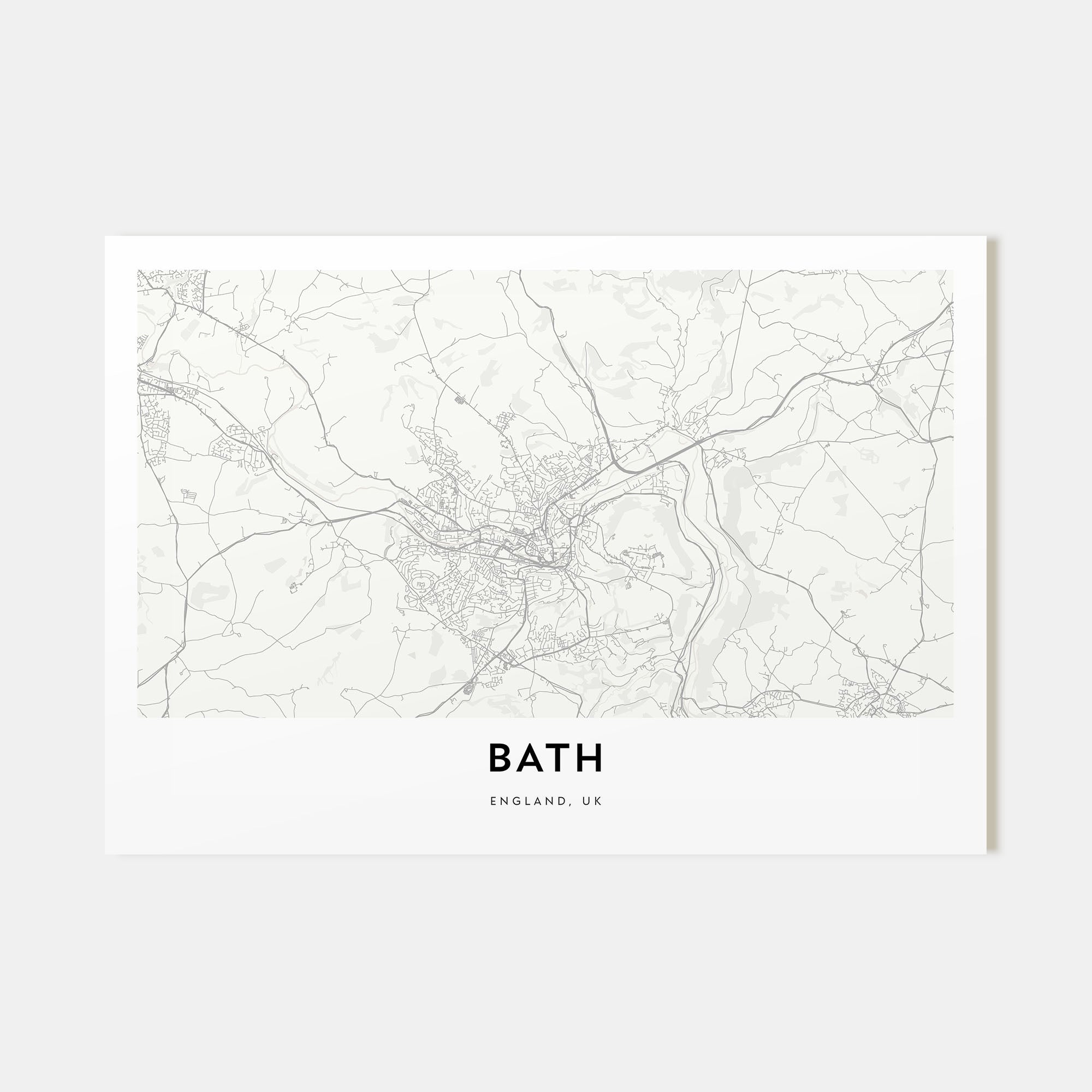 Bath Map Landscape Poster