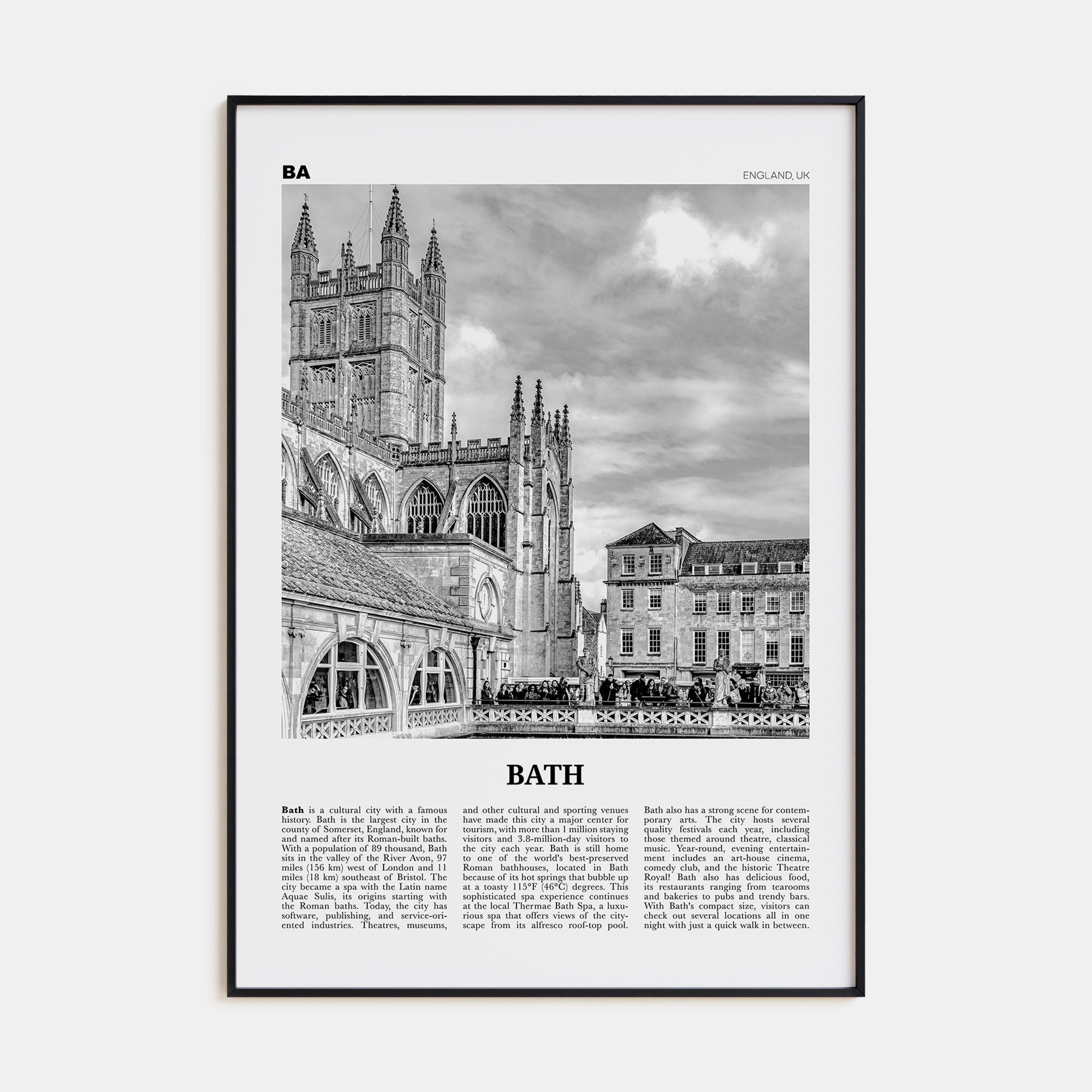 Bath Travel B&W Poster
