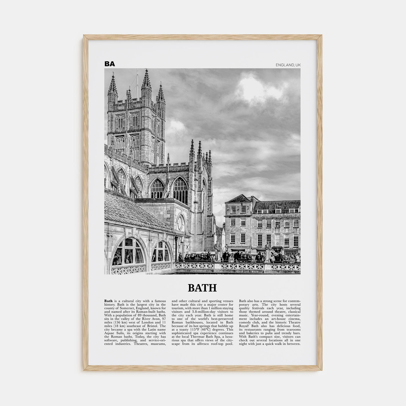 Bath Travel B&W Poster