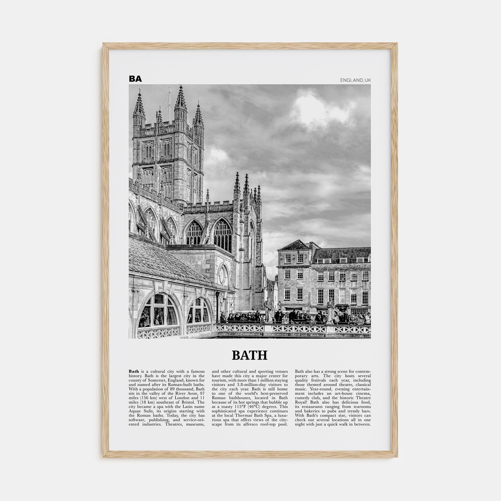 Bath Travel B&W Poster