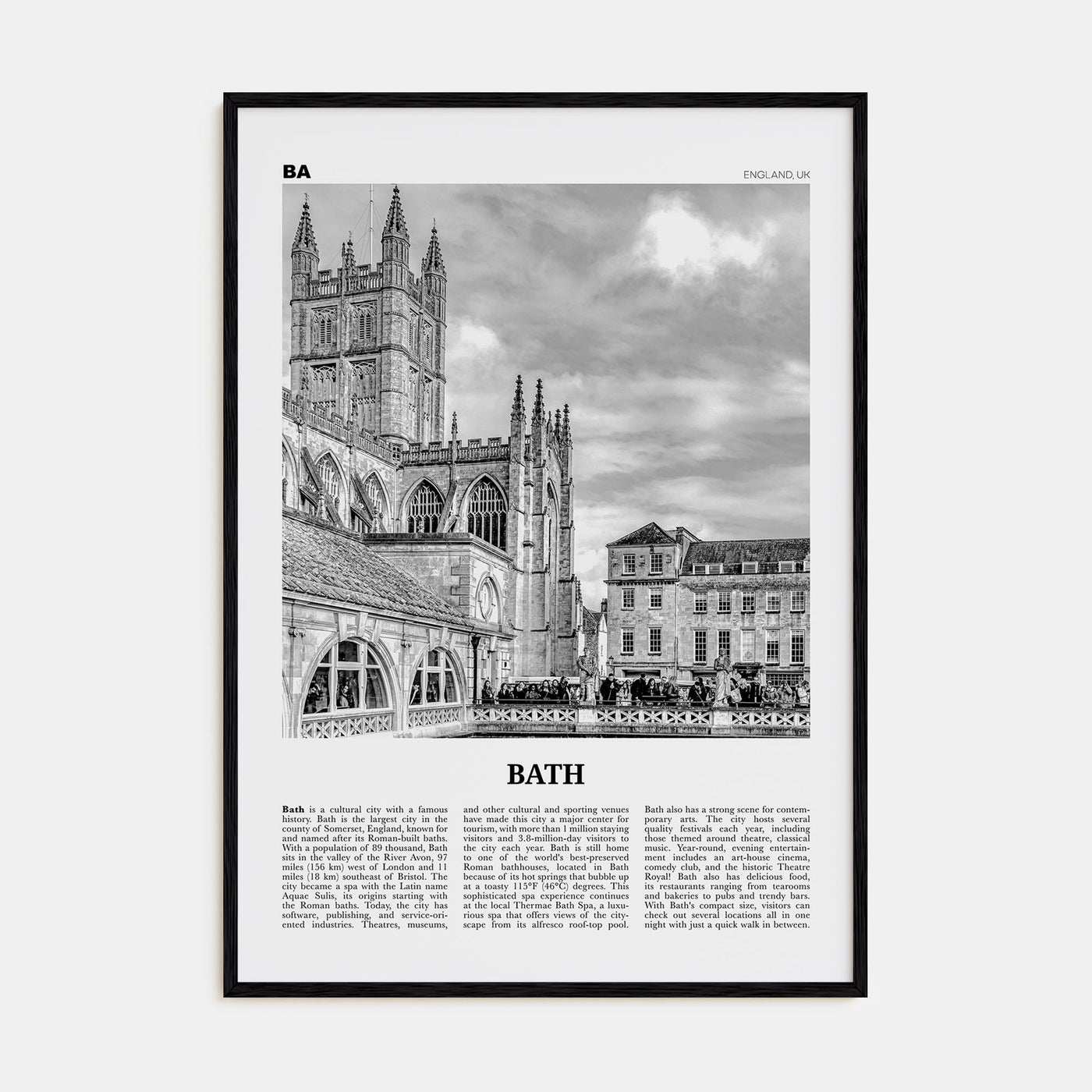 Bath Travel B&W Poster