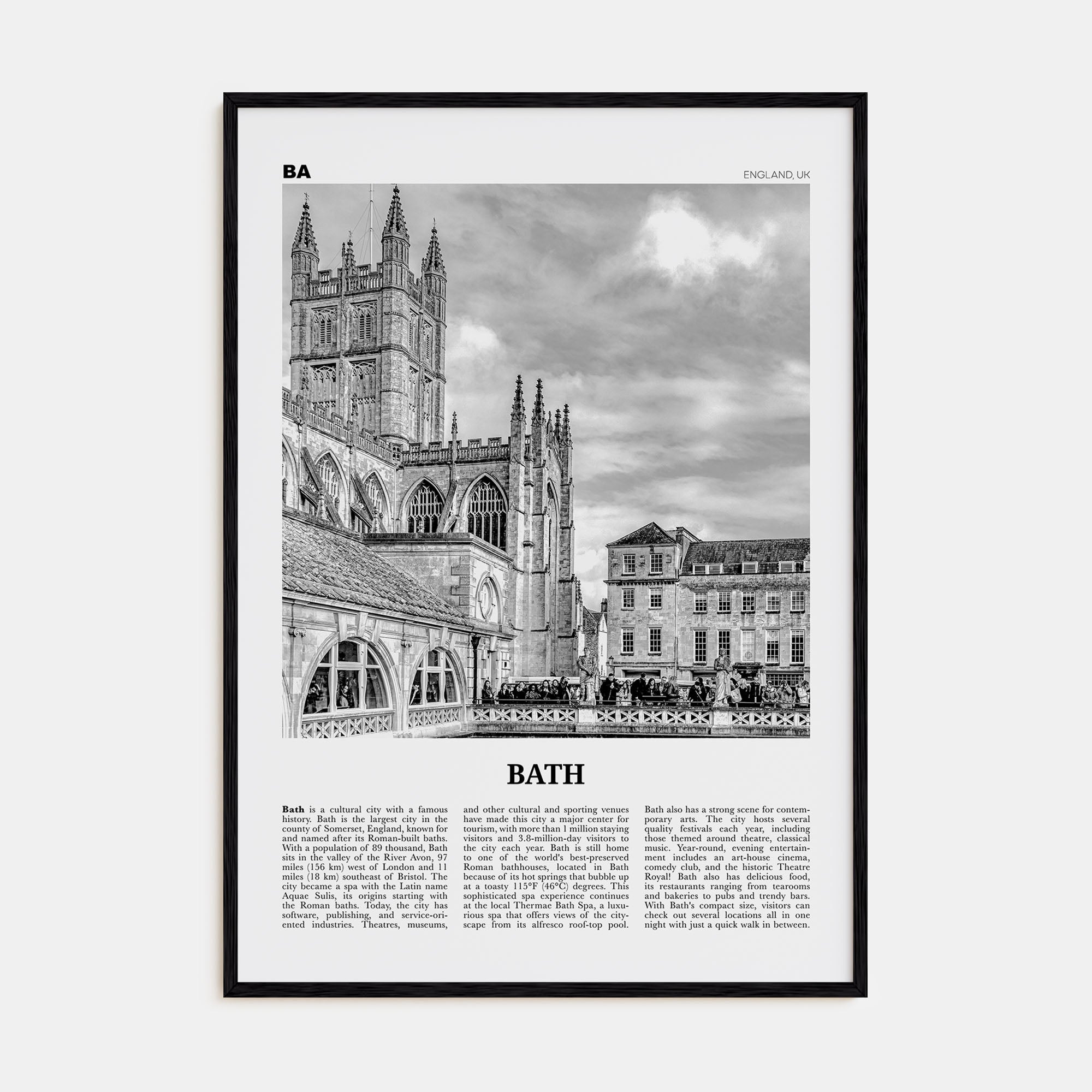 Bath Travel B&W Poster