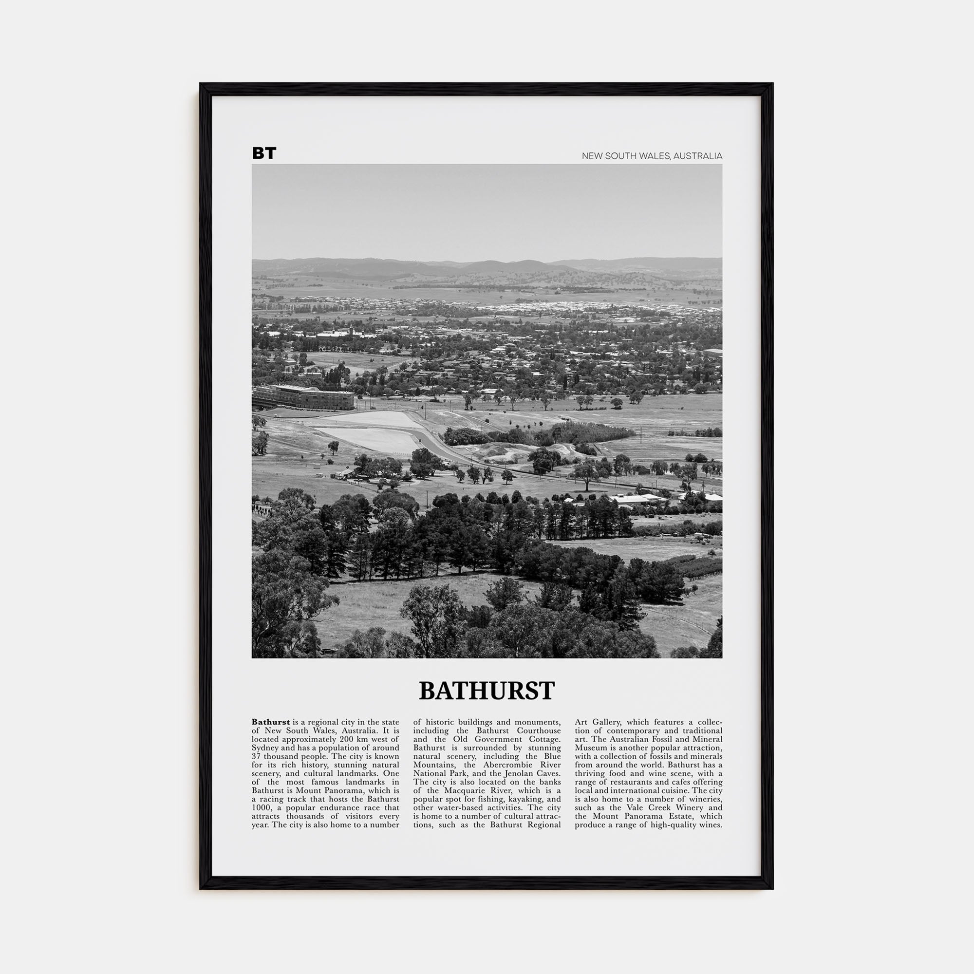 Bathurst Travel B&W Poster