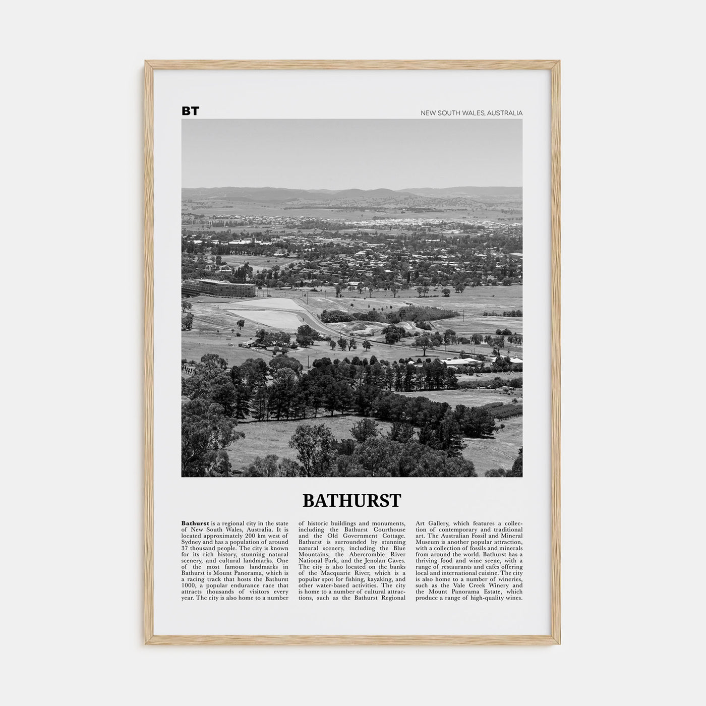 Bathurst Travel B&W Poster