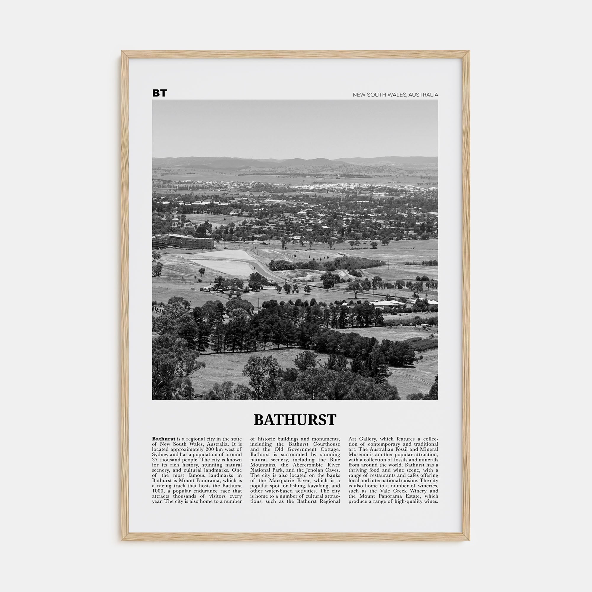 Bathurst Travel B&W Poster