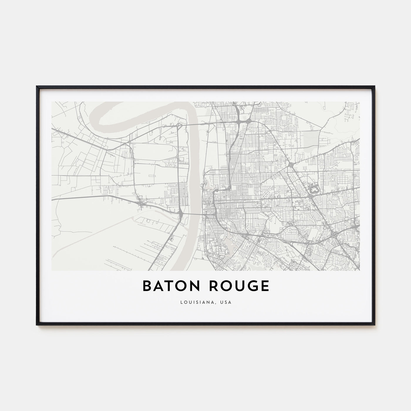 Baton Rouge Map Landscape Poster