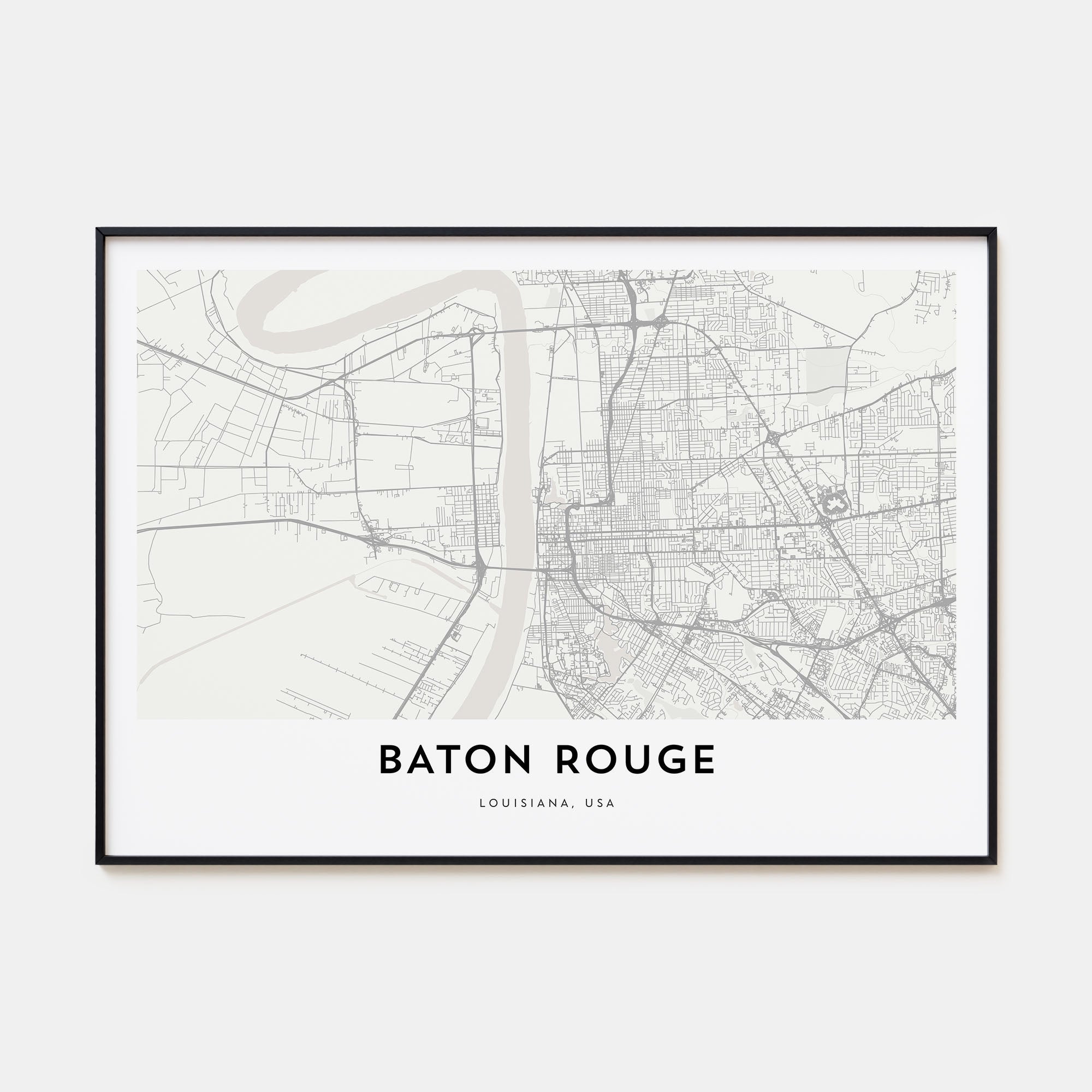 Baton Rouge Map Landscape Poster