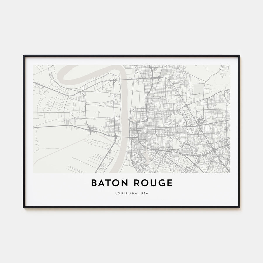 Baton Rouge Map Landscape Poster