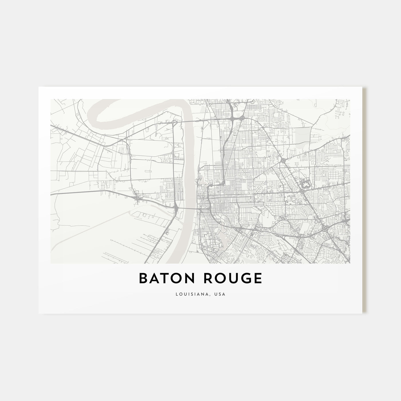 Baton Rouge Map Landscape Poster