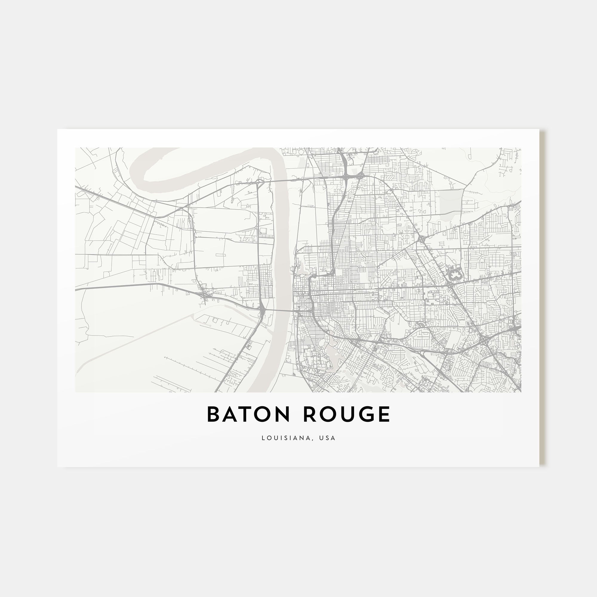Baton Rouge Map Landscape Poster