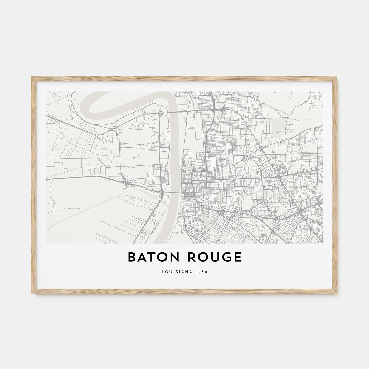 Baton Rouge Map Landscape Poster