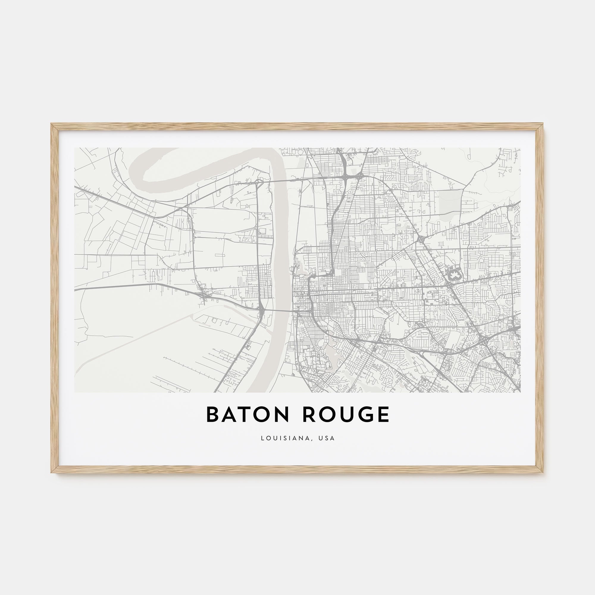 Baton Rouge Map Landscape Poster